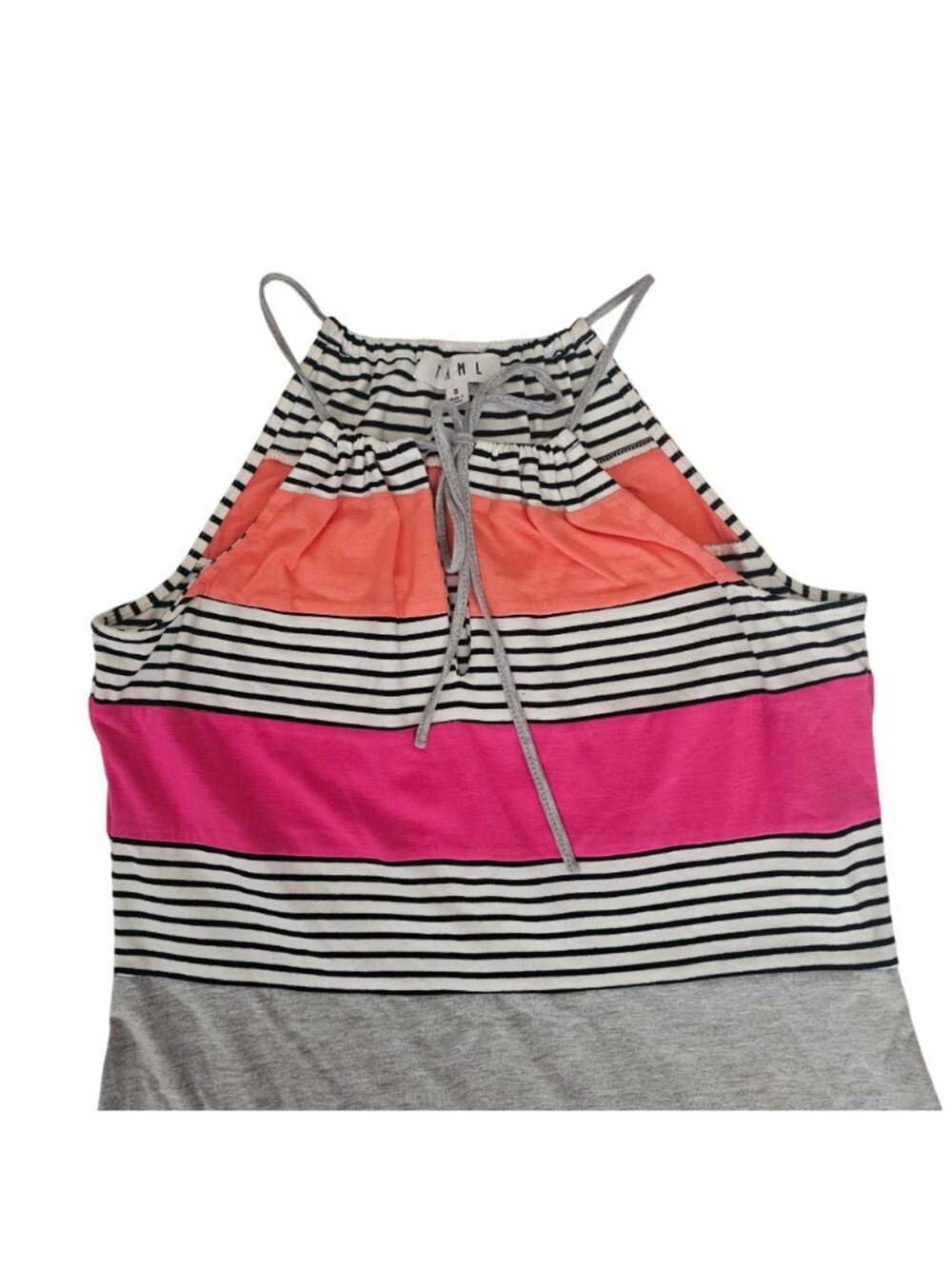 THML Striped Color Block Adjustable Tie Neck Halter Mini Dress Women's Small - Picture 4 of 11